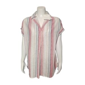 BeachLunchLounge Pastel Blouse Linen Cotton Metallic Thread Oversized NWT sz S